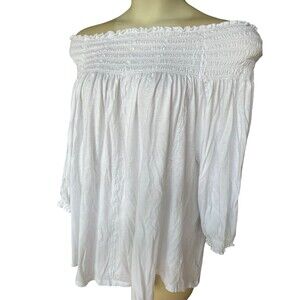 $90 Ralph Lauren Quarida Top Off Shoulder Pullover Top Shirt Plus Size 1X White